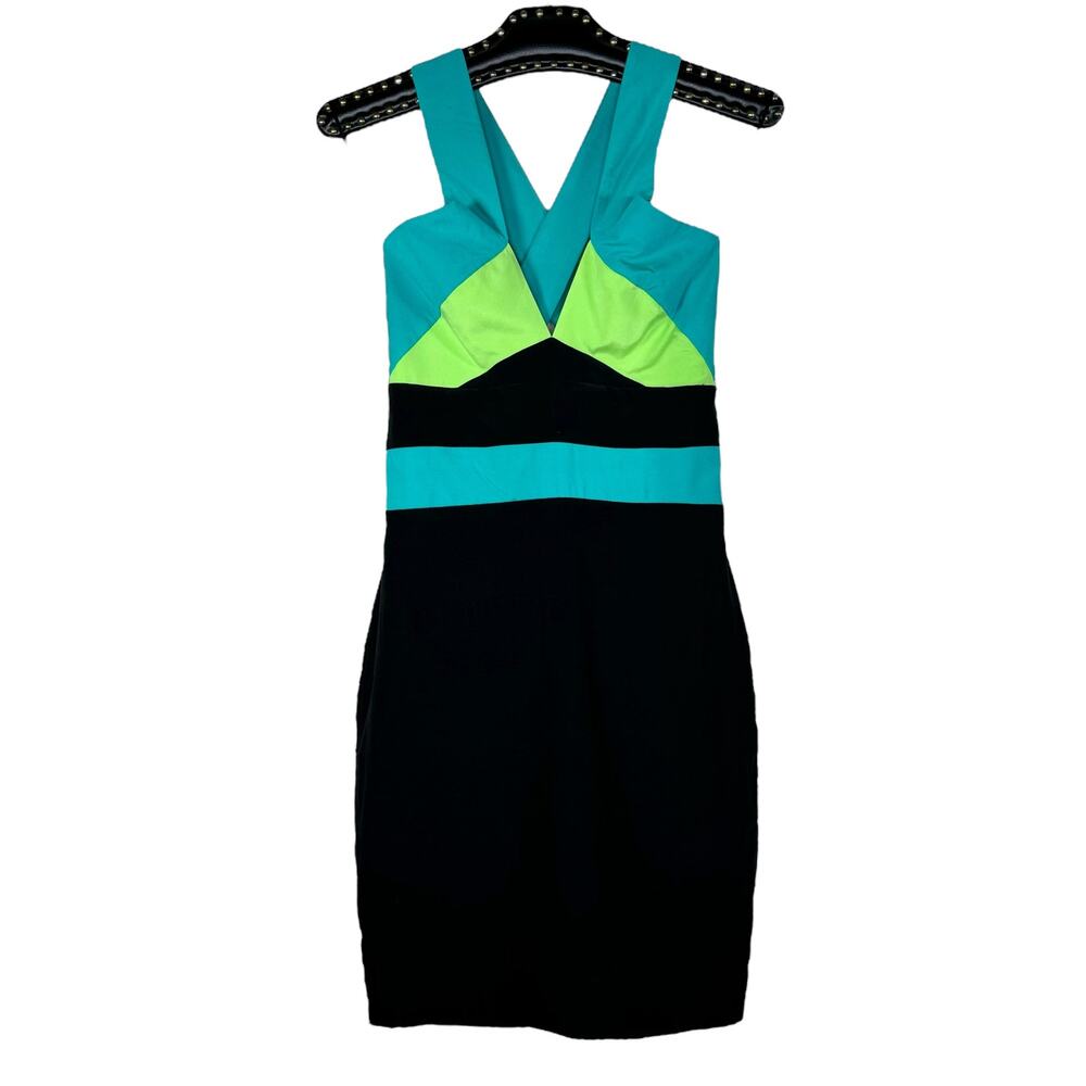 Marian Bianca Nero Silk Colorblock Bodycon Mini Dress Small NWOT - Picture 9 of 9